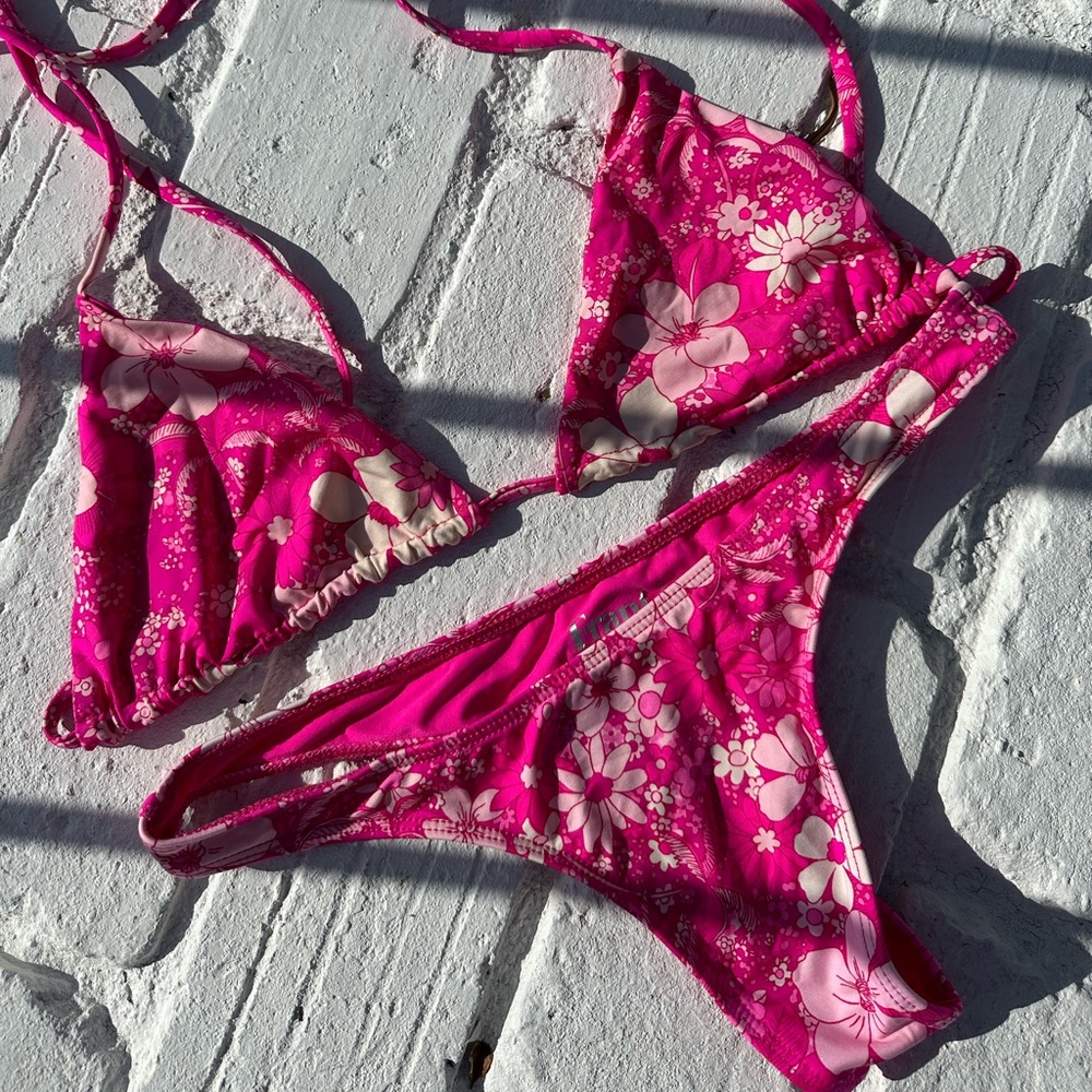 Frankie's Bikinis Pink Floral Swim Set
